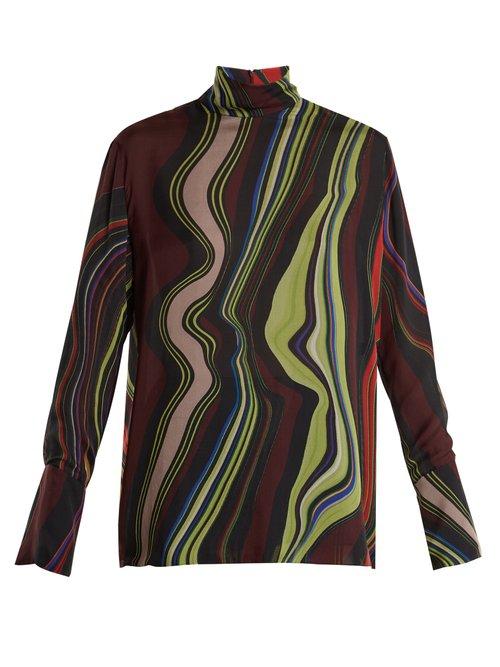 Matchesfashion.com By. Bonnie Young - Asylum Print High Neck Silk Chiffon Top - Womens - Multi
