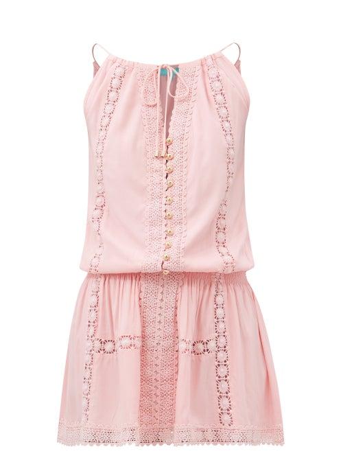Melissa Odabash - Scarlett Lace-trim Poplin Mini Dress - Womens - Blush