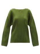 Matchesfashion.com Pleats Please Issey Miyake - Dropped-sleeve Technical-pleated Top - Womens - Khaki