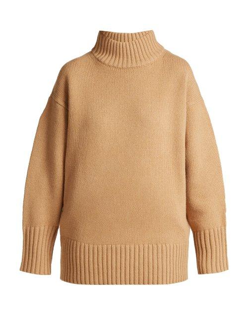 Matchesfashion.com Proenza Schouler - High Neck Wool And Cashmere Blend Sweater - Womens - Camel