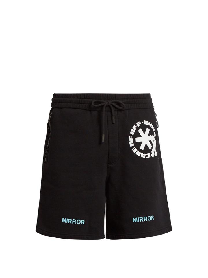 Off-white Logo-print Cotton-jersey Shorts