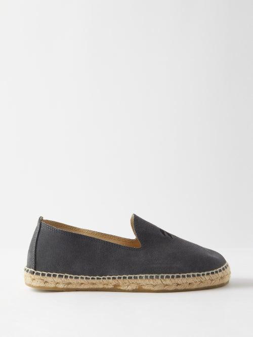 Maneb - Logo-debossed Suede Espadrilles - Mens - Grey Black