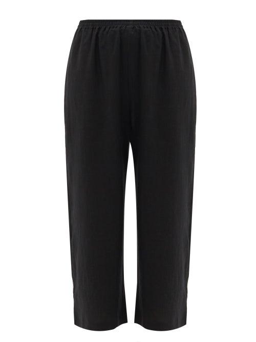 Matchesfashion.com Eskandar - Cropped Linen Trousers - Womens - Black