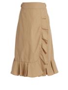 Muveil Ruffled Cotton-blend Poplin Wrap Skirt