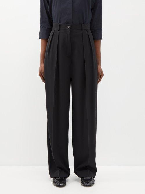The Row - Igor Pleated Wide-leg Trousers - Womens - Black
