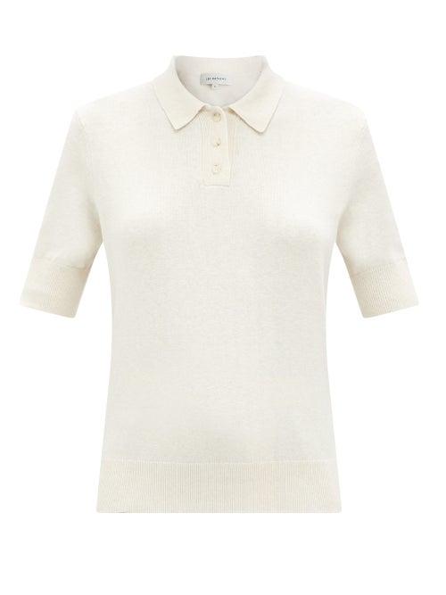 Matchesfashion.com Lee Mathews - Knitted Cotton-blend Polo Shirt - Womens - Ivory