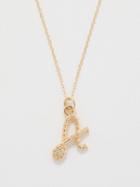 Alison Lou - Letter Streamer Diamond & 14kt Gold Necklace - Womens - Gold Multi