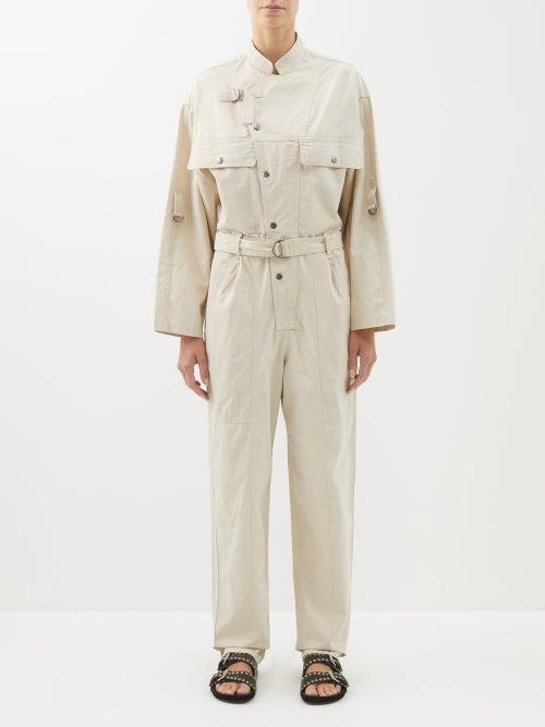 Isabel Marant Toile - Kendra Asymmetric Cotton-canvas Jumpsuit - Womens - Ecru