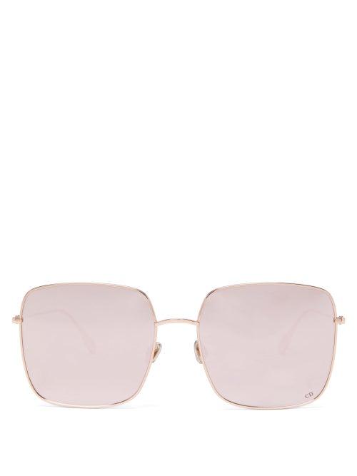 Matchesfashion.com Dior Eyewear - Diorstellaire Square Metal Sunglasses - Womens - Gold