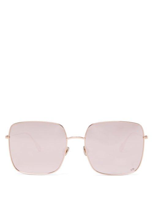 Matchesfashion.com Dior Eyewear - Diorstellaire Square Metal Sunglasses - Womens - Gold