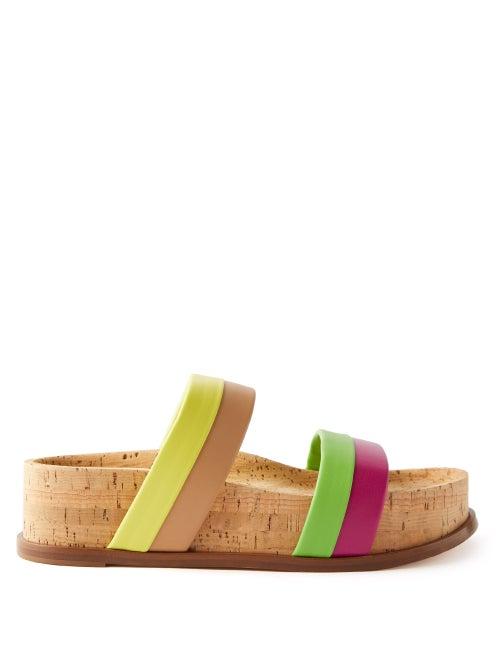 Gabriela Hearst - Striker Leather Flatform Slides - Womens - Multi