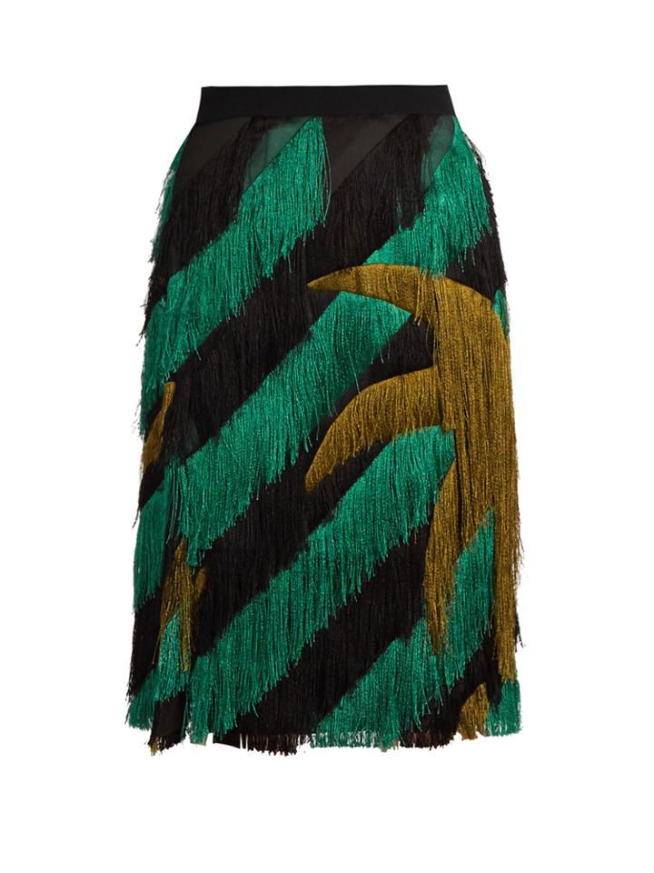 Marco De Vincenzo Palm Tree-fringed Pencil Skirt