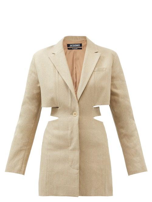 Jacquemus - Bari Cutout Flax Blazer Dress - Womens - Beige