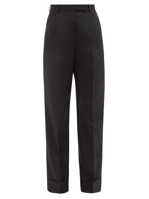 Thom Browne - High-rise Pleated Wool-blend Trousers - Womens - Black