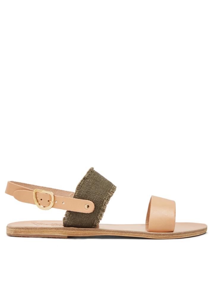 Ancient Greek Sandals Dinami Leather And Linen Sandals