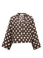 Matchesfashion.com La Prestic Ouiston - Polka Dot Print Silk Twill Blouse - Womens - Black White