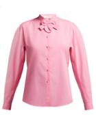 Matchesfashion.com Delpozo - Floral Detail Cotton Shirt - Womens - Pink