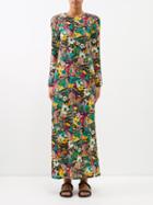 La Doublej - Floral-print Jersey Dress - Womens - Multi