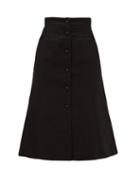 Matchesfashion.com Franoise - High Rise Cotton Blend Midi Skirt - Womens - Black