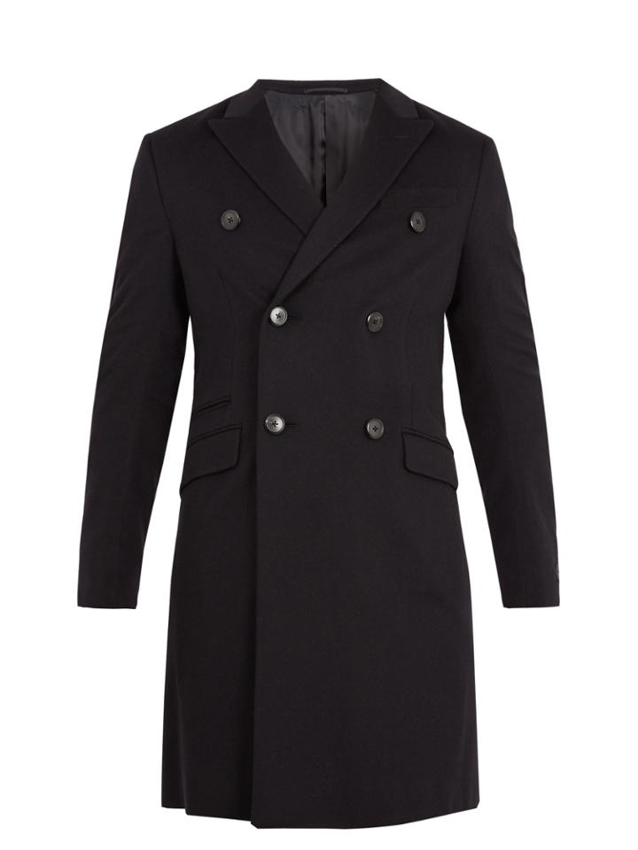 Prada Double-breasted Peak-lapel Overcoat