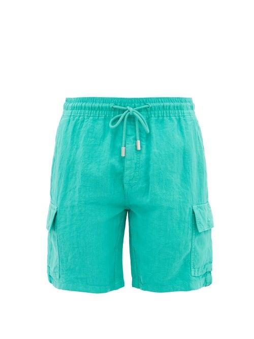 Vilebrequin - Baie Drawstring-waist Linen Cargo Shorts - Mens - Green