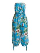 Diane Von Furstenberg Floral-print Strapless Cotton-blend Jumpsuit