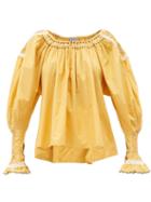 Matchesfashion.com Thierry Colson - Valeska Smocked Cotton-voile Blouse - Womens - Yellow