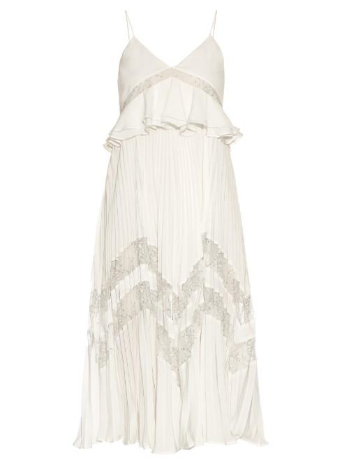 Self-portrait Amelia Lace-panelled Pleated Dress