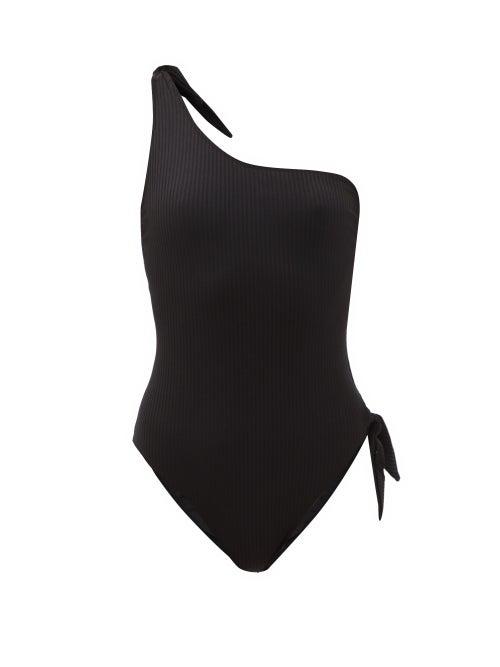 Matchesfashion.com Solid & Striped - The Shai One-shoulder Ribbed-jersey Swimsuit - Womens - Black