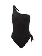 Matchesfashion.com Solid & Striped - The Shai One-shoulder Ribbed-jersey Swimsuit - Womens - Black