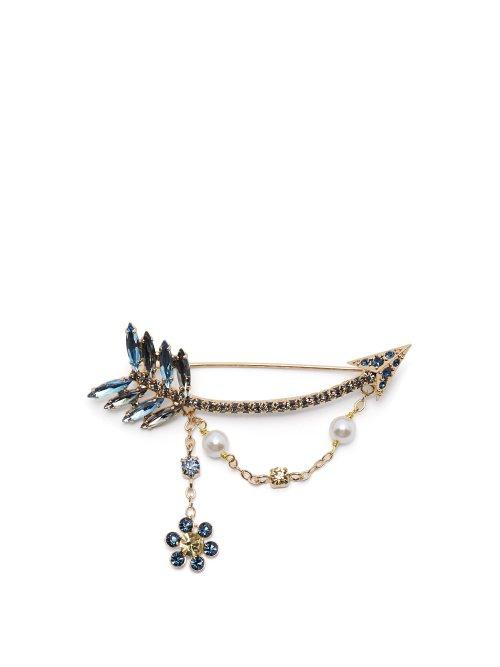 Matchesfashion.com Erdem - Crystal Embellished Arrow Brooch - Womens - Blue