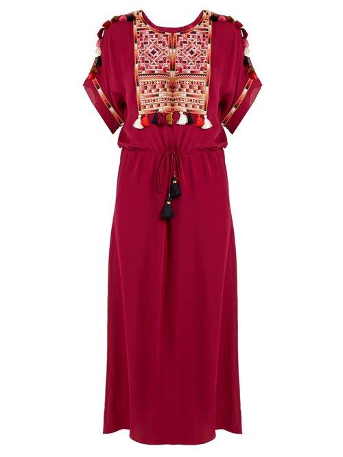 Matchesfashion.com Figue - Naya Embroidered Silk Georgette Dress - Womens - Pink