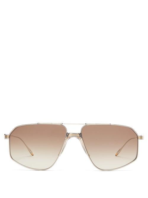 Matchesfashion.com Jacques Marie Mage - Jagger Aviator Titanium Sunglasses - Mens - Silver