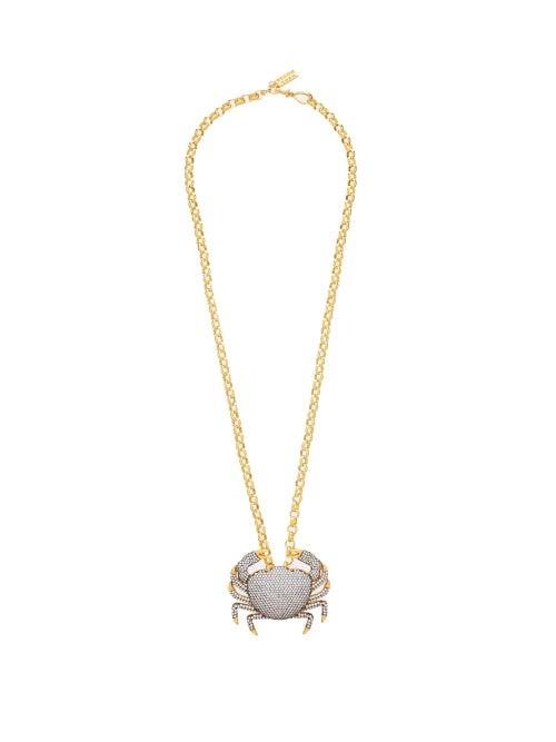 Matchesfashion.com Begum Khan - Royal Crab Crystal & 24kt Gold-plated Necklace - Womens - Gold