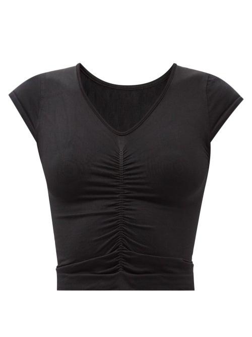 Ladies Activewear Prism - Passionate Ruched V-neck T-shirt - Womens - Black