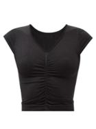 Ladies Activewear Prism - Passionate Ruched V-neck T-shirt - Womens - Black