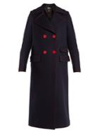 Msgm Double-breasted Contrast-stitch Wool-blend Coat