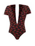 Matchesfashion.com Leslie Amon - Amanda Lip-intarsia Swimsuit - Womens - Red Print