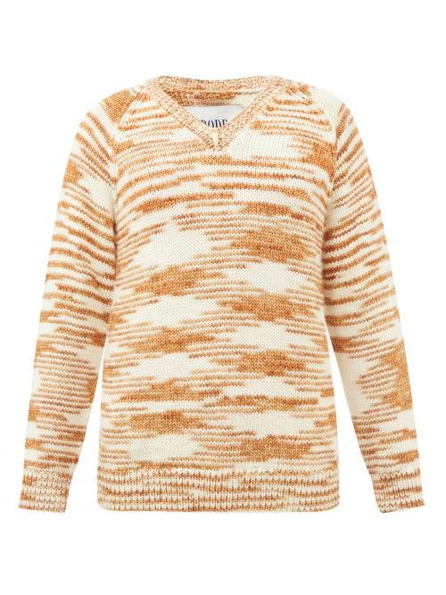 Bode - Mystic V-neck Merino-wool Sweater - Mens - Brown Cream