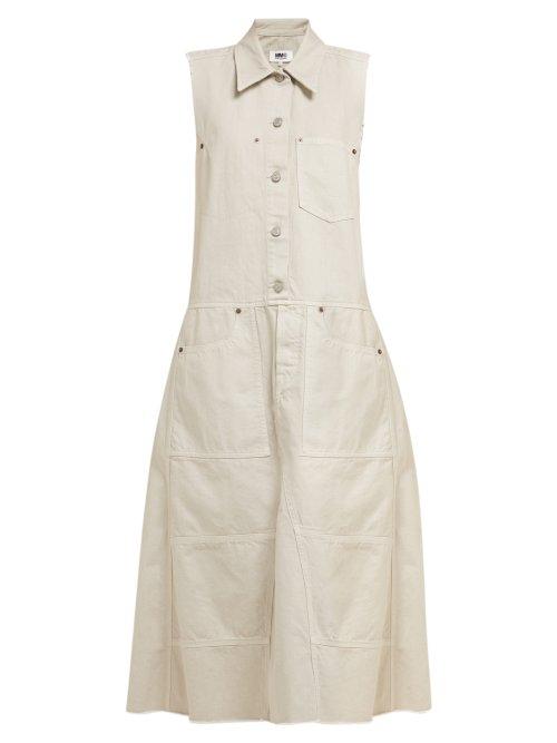 Matchesfashion.com Mm6 Maison Margiela - Button Down Denim Midi Dress - Womens - Beige