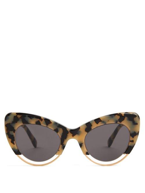 Matchesfashion.com Sartorialeyes - Cat Eye Tortoiseshell Sunglasses - Womens - Black White