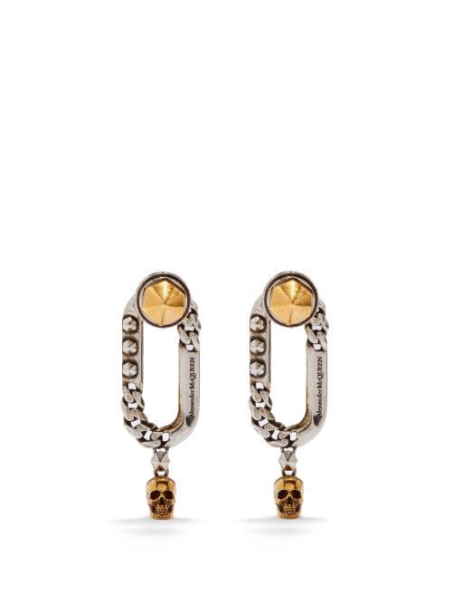 Alexander Mcqueen - Skull Safety-pin And Stud Earrings - Womens - Silver Gold