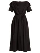 Matchesfashion.com Horror Vacui - Flabella Scalloped Trim Cotton Dress - Womens - Black