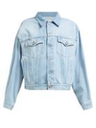 Matchesfashion.com Mm6 Maison Margiela - Slit Sleeve Denim Jacket - Womens - Light Blue