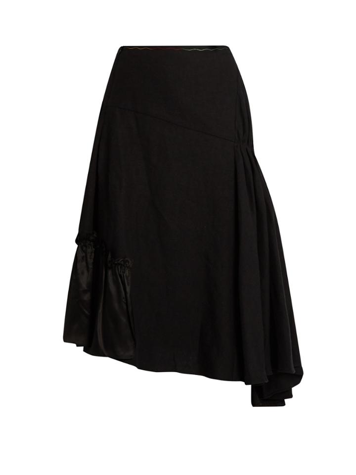 Jw Anderson Asymmetric Ruched Linen Skirt