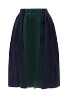 Ladies Rtw Marni - Colour-block Cotton-blend Twill Midi Skirt - Womens - Green Navy
