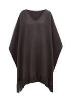 Matchesfashion.com Denis Colomb - Fringed Cashmere Poncho - Womens - Grey