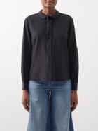 Nili Lotan - Monet Bow-collar Silk Blouse - Womens - Black