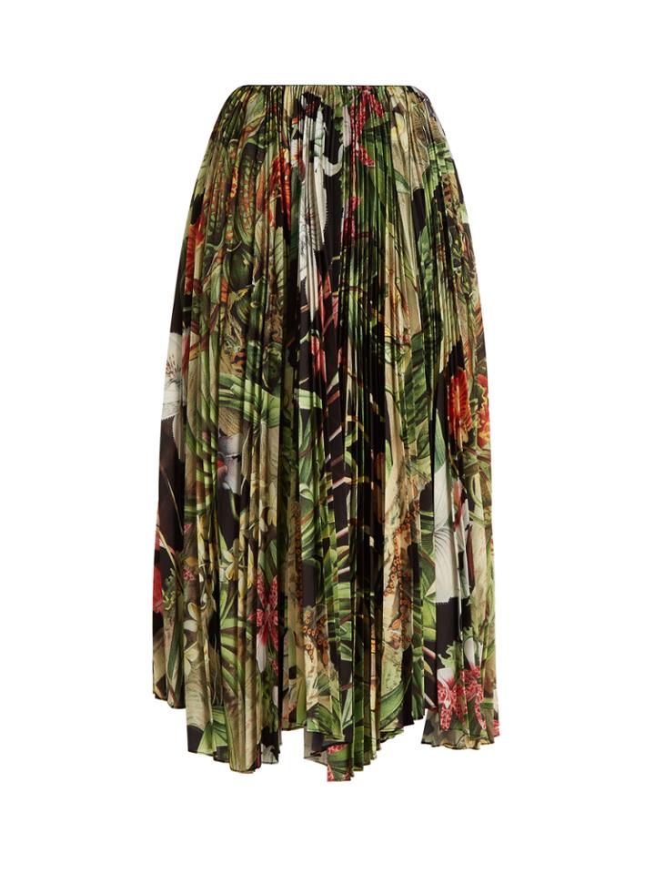 Adam Lippes Orchid-print Pleated Poplin Skirt