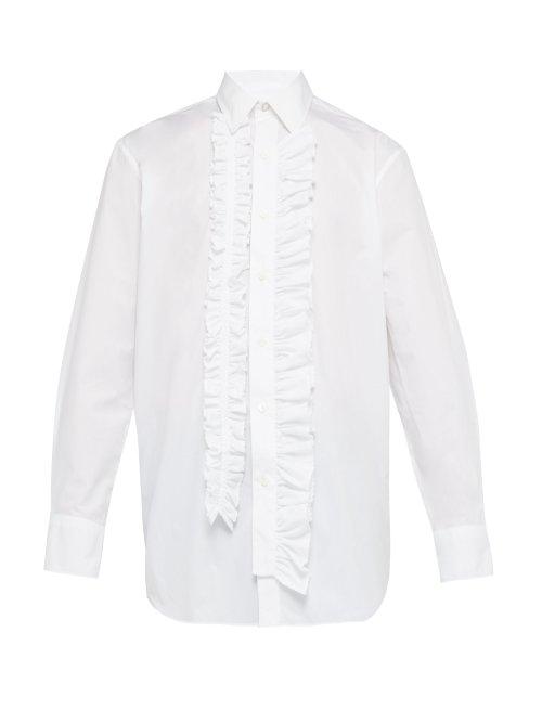 Matchesfashion.com Versace - Ruffle Trimmed Bib Panel Shirt - Mens - White